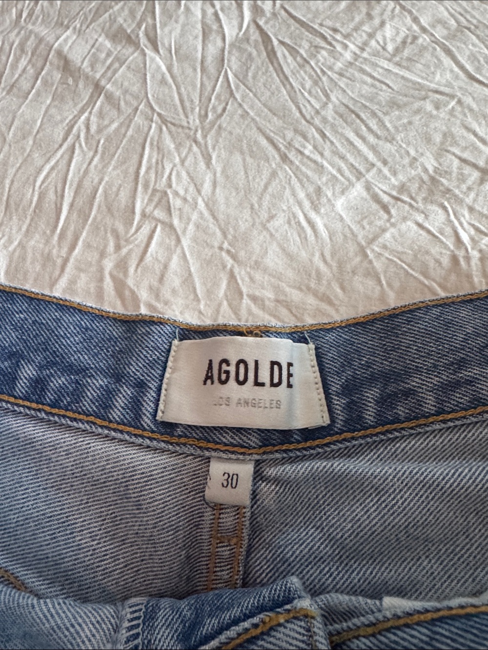 Agolde Raw-Edge Light Blue Denim Cutoff Shorts - Picture 2 of 3